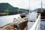 ID 1826 CULEBRA CUT, PANAMA - The passenger liner FLAVIA and the freighter RICHMOND MARU (1962/9547grt/ID No: 500115582. Renamed SULU CAREER in 1975. Broken up 1983) pass in the Culebra Cut (renamed Gaillard...